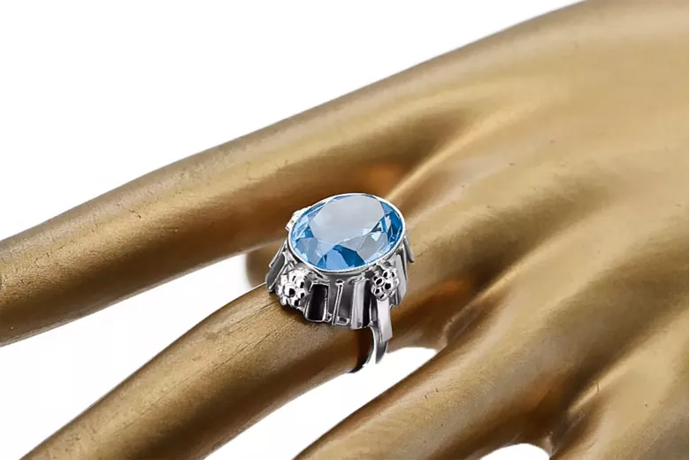 Aquamarine Sterling silver 925 Ring Vintage Jewlery vrc043s